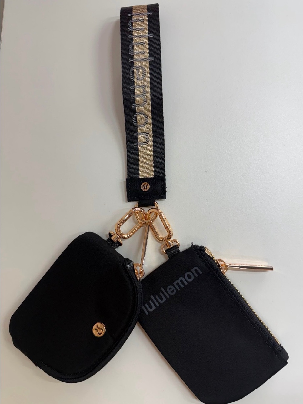 LULULEMON Black Dual Pouch Wristlet Keychain Unisex